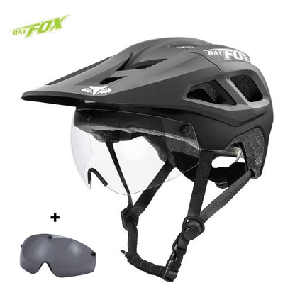 BATFOX Bike Helmet with Magnetic Goggles – MTB Road & Mountain Cycling Safety Helmet for Outdoor Sports, Scooter & Bicycle Protection Gear