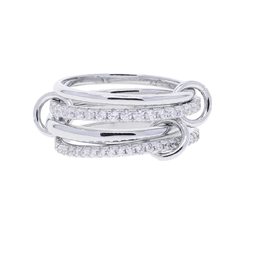 2026 Spinelli Stacking Rings - Iced Out 5A CZ Micro Pave Multi-Piece Engagement Finger Jewelry Set for Women
