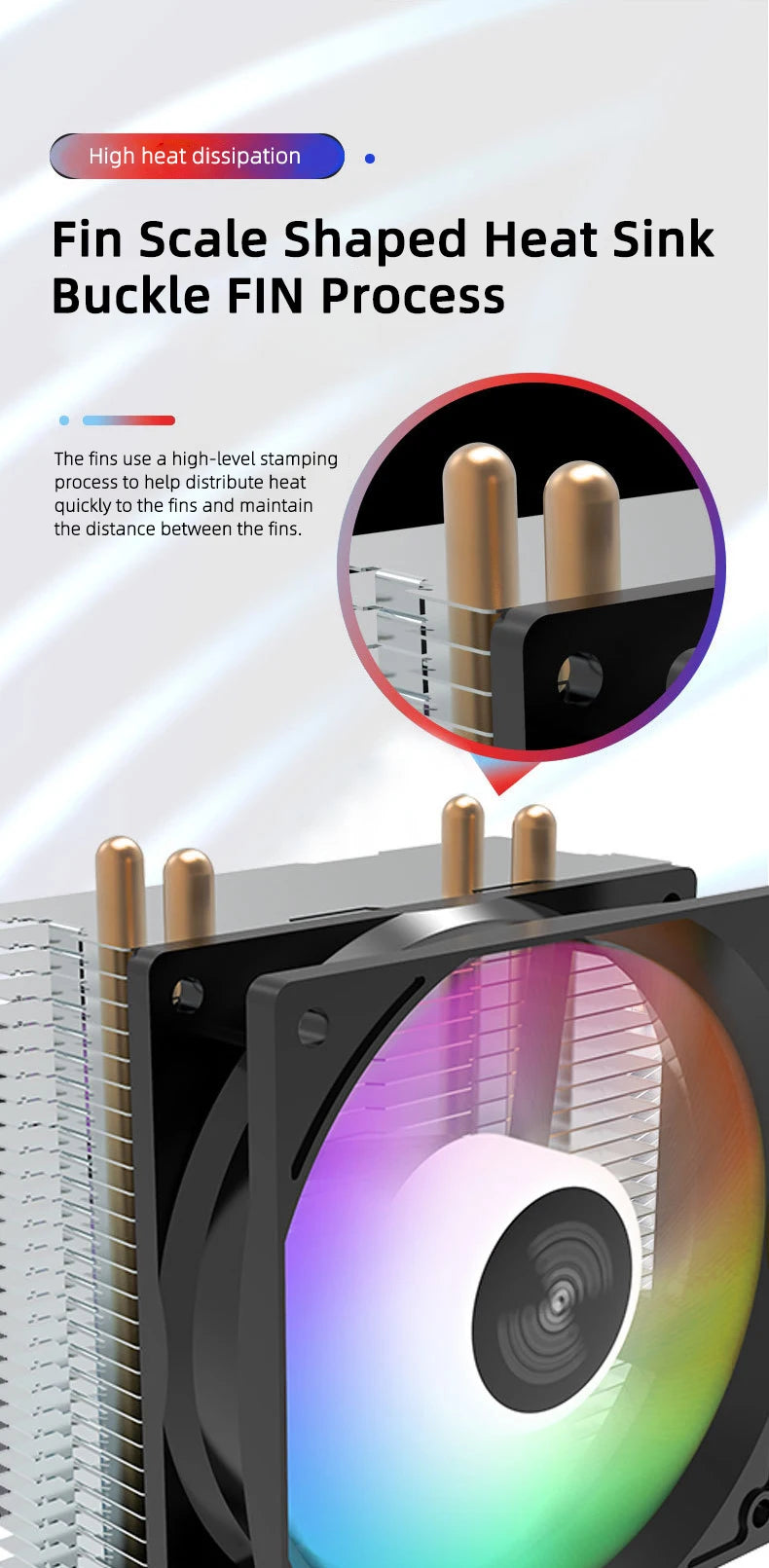 TEUCER CPU Cooler — 2-4 Heat Pipe Radiator with 3-Pin PWM Silent RGB Fan for Intel LGA 1700/1150/1155/1156/1366 & AMD AM2/AM3/AM4
