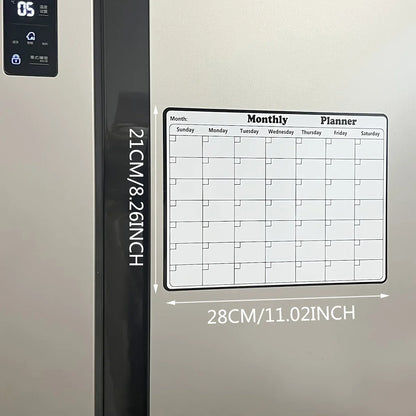 Magnetic Refrigerator Dry Erase Calendar - Monthly Planner Whiteboard & Kitchen Memo Board