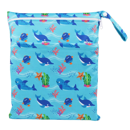 Sigzagor Wet & Dry Baby Diaper Bag – Waterproof Reusable Washable Nappy Bag with Double Zippers