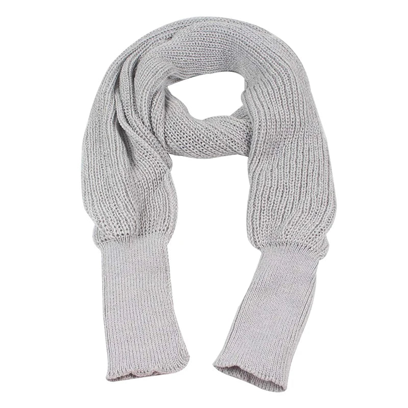 Solid Color Knit Shawl with Long Sleeves - Elegant Soft Warm Top, Elastic Wrap Scarf for Autumn and Winter