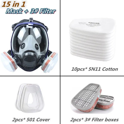 Silicone Full Face Respirator Mask 6800 – 15-in-1 Gas, Dust & Chemical Protection for Laboratory, Welding, Painting & Insecticide Spray