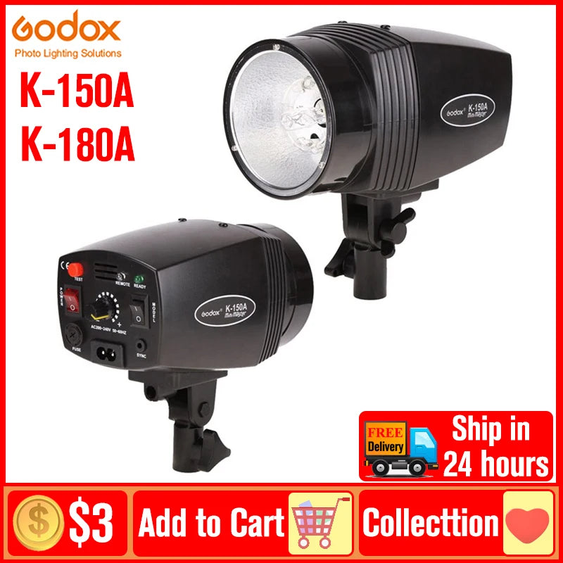 GODOX K150A/K180A Studio Flash - Portable 150Ws/180Ws Mini Strobe Light for Photography, 110V/220V