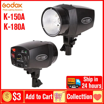 GODOX K150A/K180A Studio Flash - Portable 150Ws/180Ws Mini Strobe Light for Photography, 110V/220V