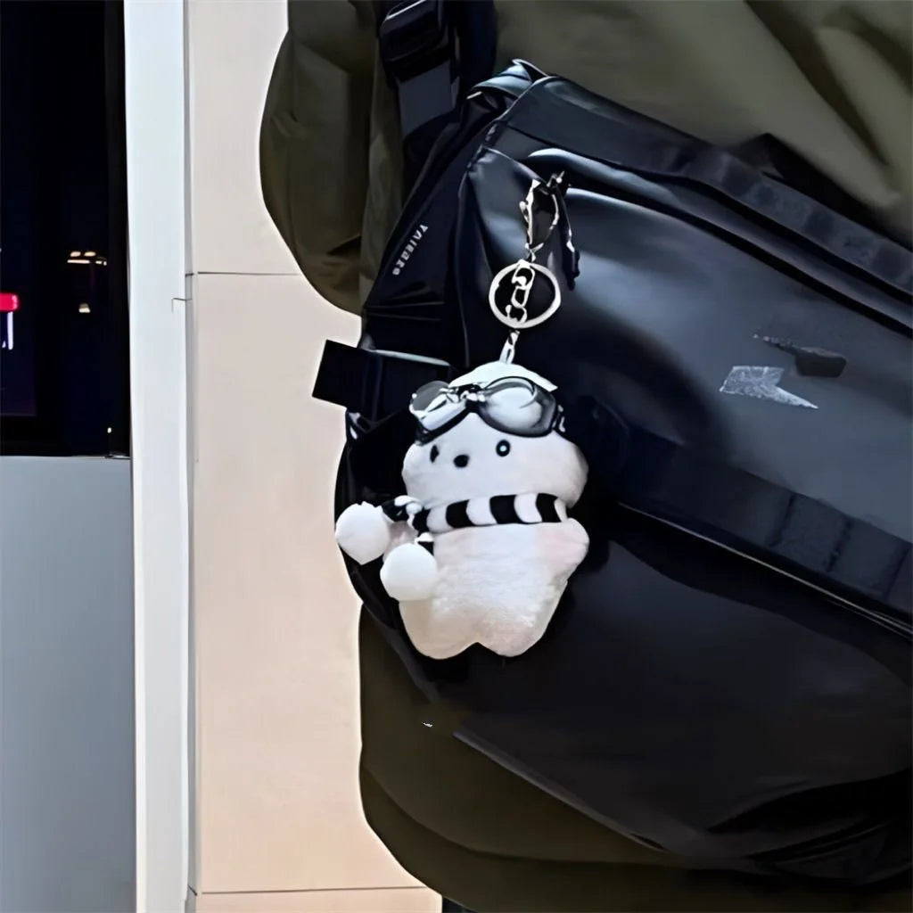 Kawaii Sanrio Pilot Pochacco Plushie Keychain, Instagram Style Bag Hanging Plush Doll, Schoolbag Puppy Pendant, Children’s Gift