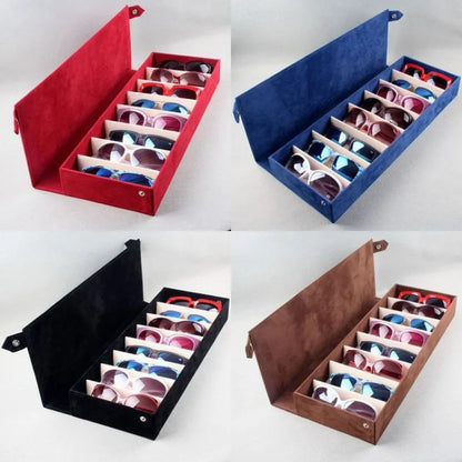 High-Quality Glasses Storage Case – 8-Slot Grid Display Stand for Eyeglasses & Sunglasses Organizer
