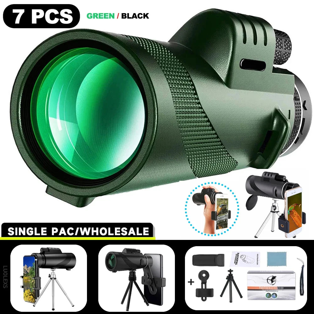 80x100 Portable HD Telescope - 5000M Zoom Folding Long Distance Telescope for Outdoor Travel Camping & Sports