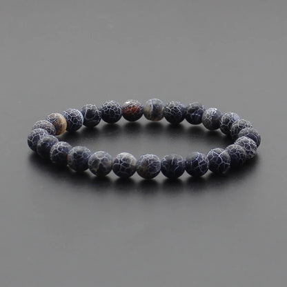 8mm Natural Stone Beaded Bracelet - Black Onyx Lava Tiger Eye Agate Quartz Chakra Yoga Energy Jewelry for Men & Women