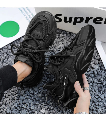 Men's Breathable Casual Sneakers - Thick Soled Soft Soles Tennis Shoes for Outdoor Running & Comfort