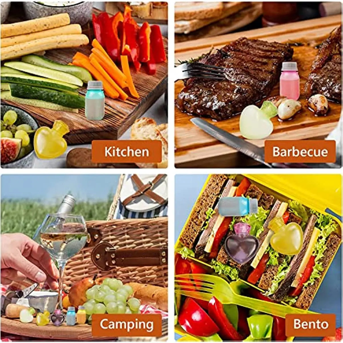 Cute Design Lunch Bento Soy Sauce Box Container with Dropper - Mini Plastic Condiment Dispenser for Salad and Tomato Sauce