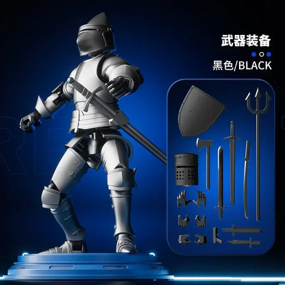 Knight Action Figures Paladin - 13-Jointed Movable Shapeshift Robot, 3D Printed Mannequin Character Toy, Kids Gifts