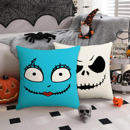 Halloween Pillow Covers — 1pc/4pcs Horror Expression Cushion Covers for Sofa & Home Decor