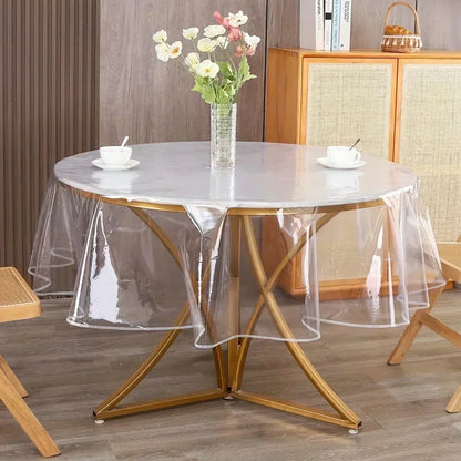 Waterproof Transparent Table Protector – Oil-Resistant PVC Tablecloth with Lock Edge, Stain-Proof & Wipeable Decorative Cover