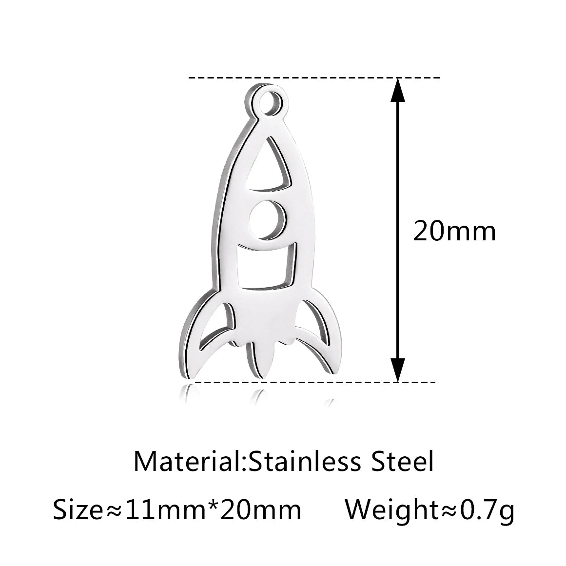 5-Piece Stainless Steel Charm Set - Magic Cube, Cross, Space Rocket, Boxing Glove, and Dinosaur DIY Jewelry Pendants