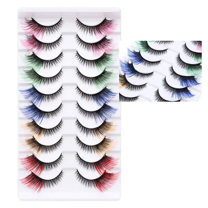 Colorful Halloween False Eyelashes – Blue, Red & Pink Cosplay Fake Lash Extensions for Makeup Looks