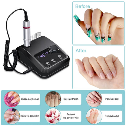 45000 RPM Electric Nail Drill Machine, Professional Metal Manicure Pen, HD Display Nail File & Sander for Nails