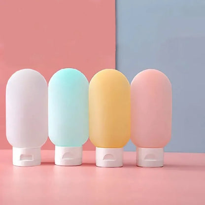 3/4 Pcs 60ml Travel Refillable Silicone Bottles - Empty Lotion, Shampoo & Cosmetic Squeeze Containers for Makeup