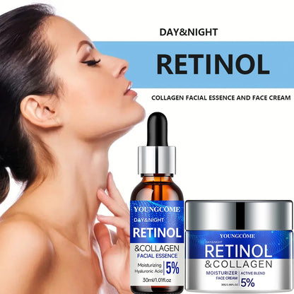 Retinol Cream & Serum Combo Set – Moisturizing, Skin Repair & Wrinkle Smoothing for Youthful, Elastic Skin