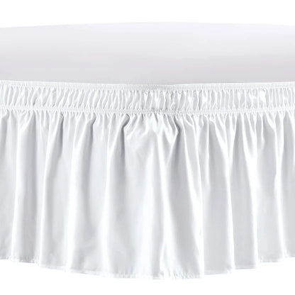 Elastic Wrap-Around Bed Skirt – Wrinkle, Fade & Shrink Resistant Dust Ruffle Easy-Fit Bedding Cover for Adjustable Beds
