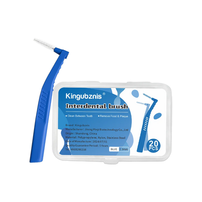 Kingubznis Interdental Brush Set - Stainless Steel Orthodontic Dental Floss Brushes with Angled Short Handle