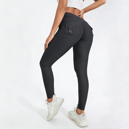 DIAS FIT JOY Women’s Nylon Yoga Pants – High-Waisted Butt-Lifting Tight Leggings with Pockets, Breathable No-T-Line Fitness Wear