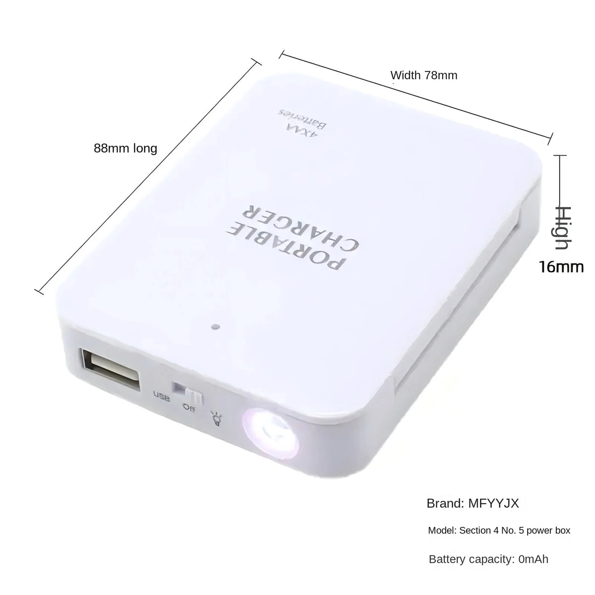 USB Emergency Power Box - 4×AA Battery Charger with USB Port & Flashlight