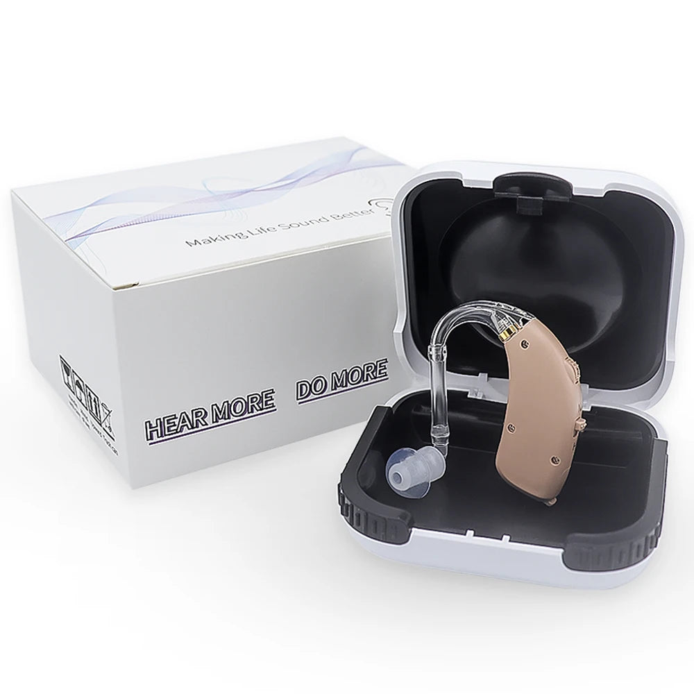 Digital BTE Hearing Aid - Adjustable Tone Portable Sound Amplifier for Seniors & Adults