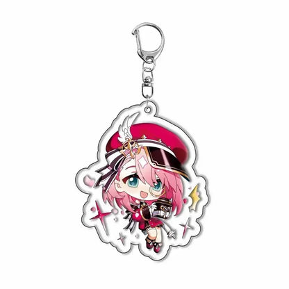 Genshin Impact Sigewinne Arlecchino & Charlotte Keychain – Anime Game Acrylic Backpack Pendant Accessory