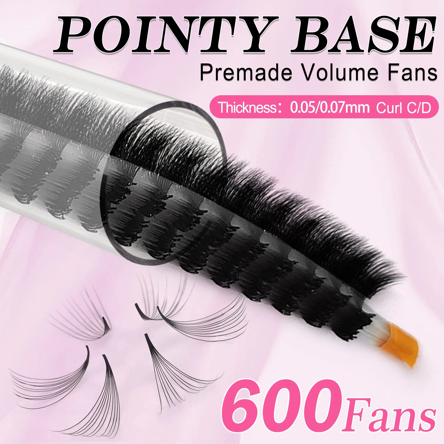 CoMango 600Fans Premade Volume Eyelashes – C/D Curl 8-15mm Loose Fan Extensions, Cat Eye Mega Russian Soft Lashes