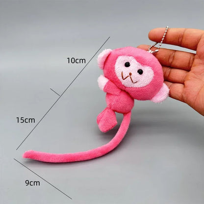 Long Tailed Monkey Plush Keychain - Cute Cartoon DIY Doll Pendant Backpack Accessory Gift for Kids & Girls