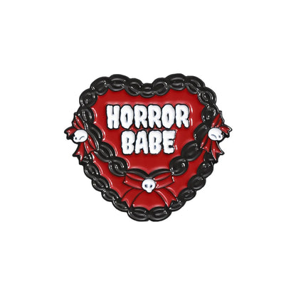Pink Heart Brain Ghost Enamel Brooch – Gothic Retro Radio & TV Badge, Funny Punk Lapel Pin Jewelry Gift