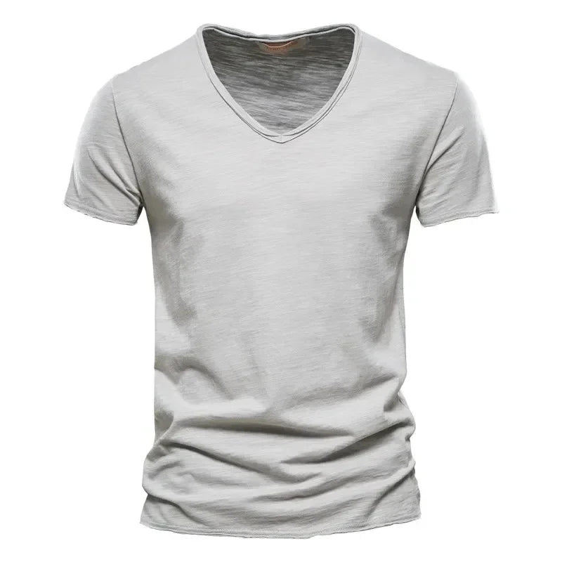 100% Cotton Men’s V-Neck T-Shirt – Lightweight Short Sleeve Fitness Tee, Breathable Fashion Top for Men (Sizes S–5XL)
