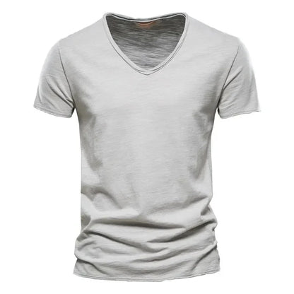 100% Cotton Men’s V-Neck T-Shirt – Lightweight Short Sleeve Fitness Tee, Breathable Fashion Top for Men (Sizes S–5XL)