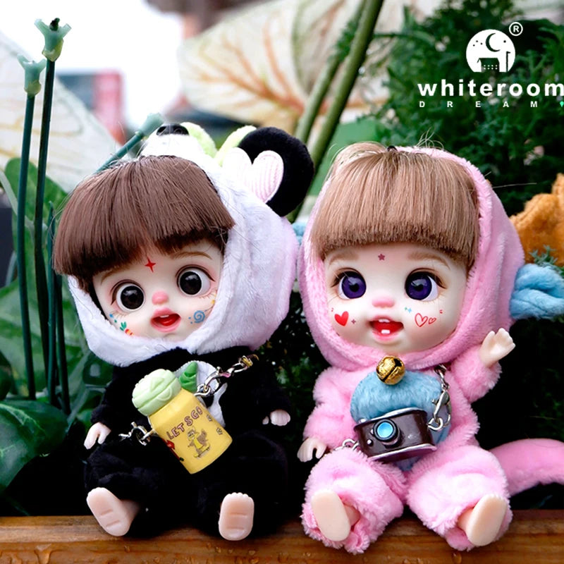 Mini Labbu Pocket Doll – Jointed Blythe-Style Boy & Girl Doll for Girls, Rainbow Ball Mobile Phone Decoration