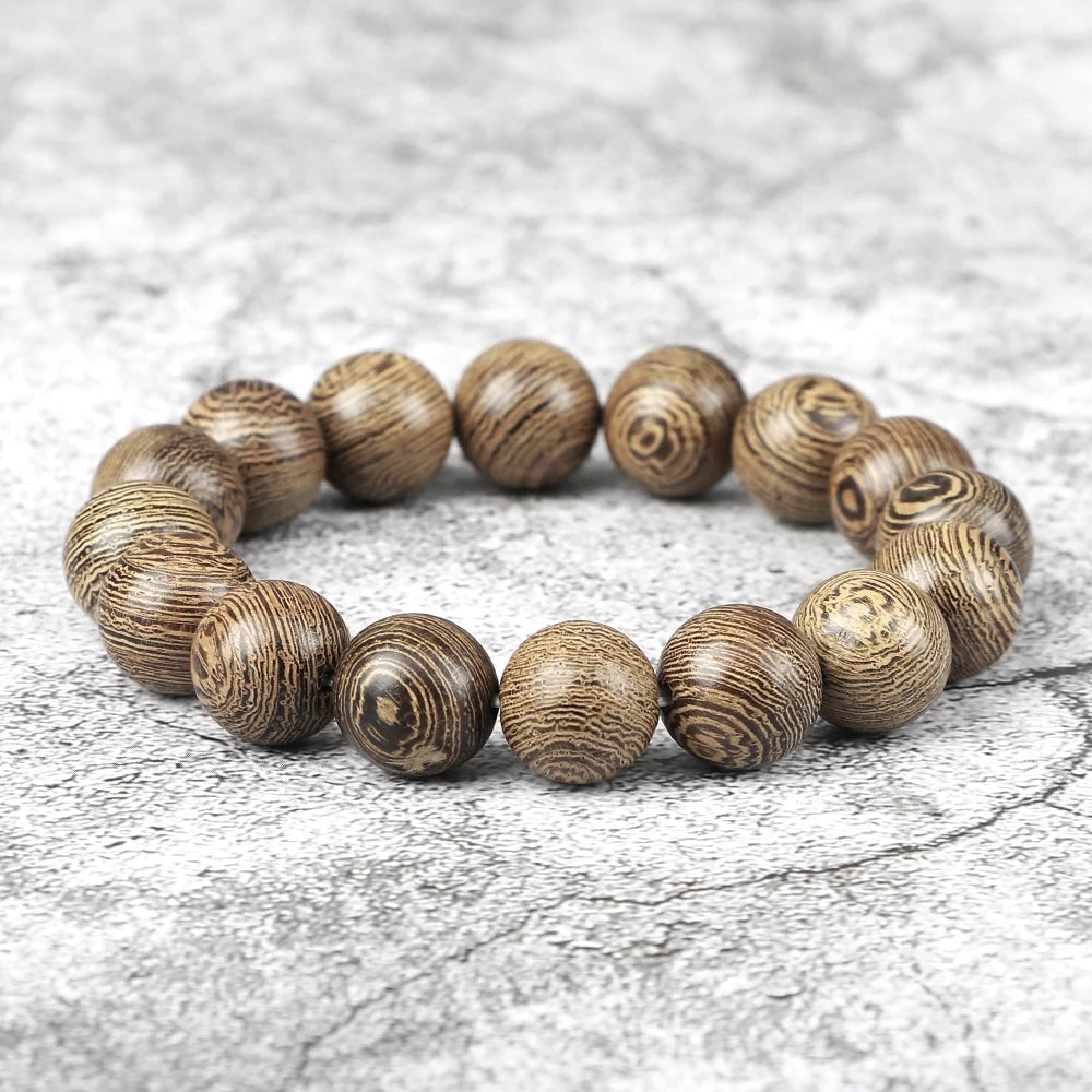 Natural Wooden Beads Bracelet – Tibetan Buddha Rosary Handmade – Yoga, Meditation, Prayer Beaded Jewelry for Men and Women – Perfect Gifts