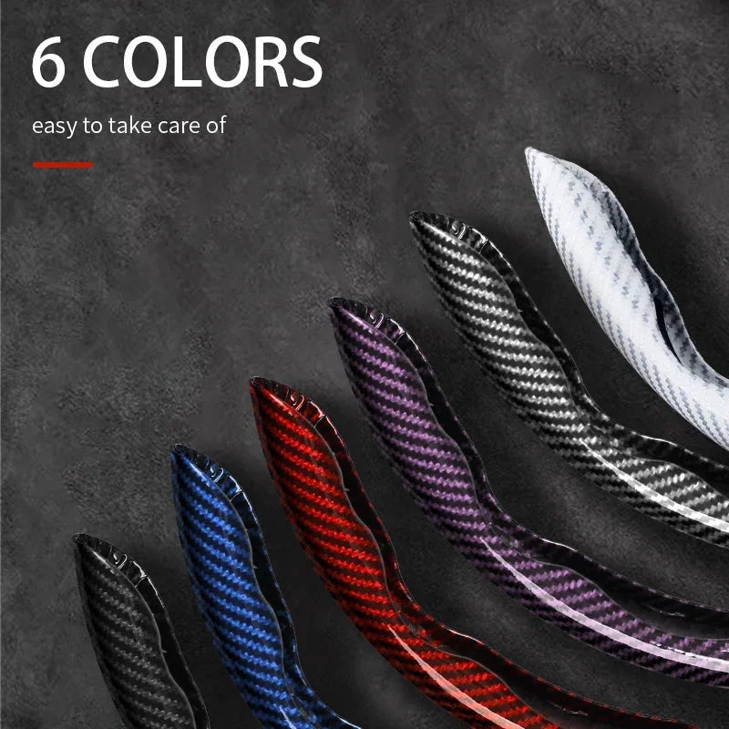 2/3PCS Universal Car Steering Wheel Cover — Laser Carbon Fiber, Silicone & 1K Microfiber Leather, Non-Slip PVC Booster
