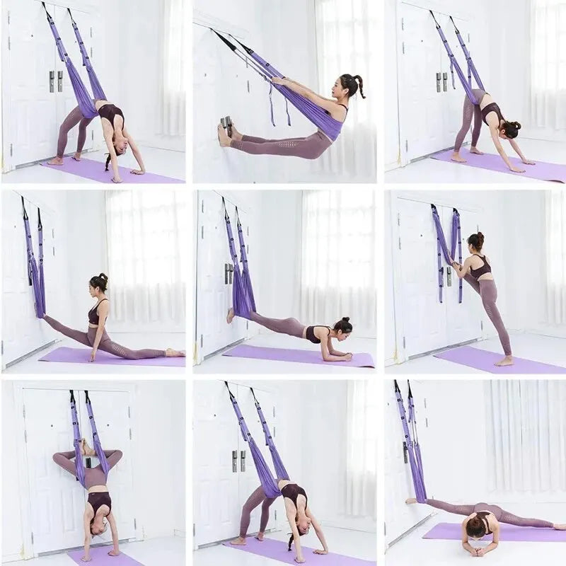 Aerial Yoga Rope - Straight Horse Crotch Open Elastic Yoga Belt for Split Lower Waist Training, Inverted Rope Pull Extension Belt