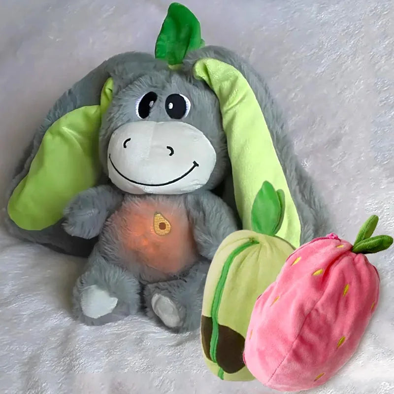 Baby Strawberry Donkey Plush Toy – 30cm Stuffed Fruit Transform Breathing Sleeping Doll, Perfect Birthday Gift for Kids