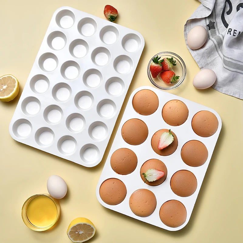 12/24 Hole Silicone Baking Mold - 3D Sphere Chocolate Mold Cupcake Muffin Cake Pan for DIY Dessert Kitchen Tools