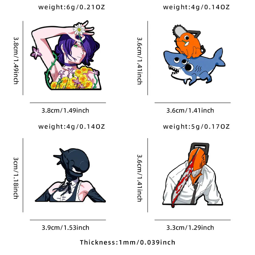 Chainsaw Man Anime Metal Brooches 4/6/10-Piece Set - Denji, Makima, Power and Reze Lapel Pins for Backpacks, Jackets and Gifts