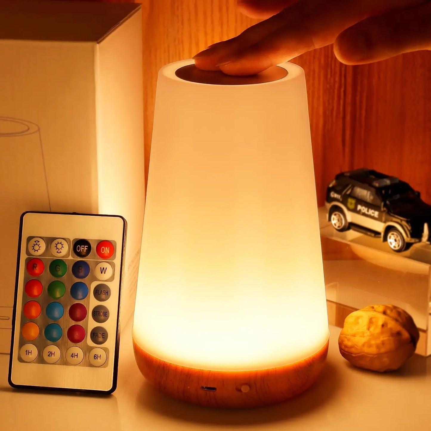 13 Color Changing Night Light - RGB Touch Control USB Rechargeable Dimmable Bedside Table Lamp