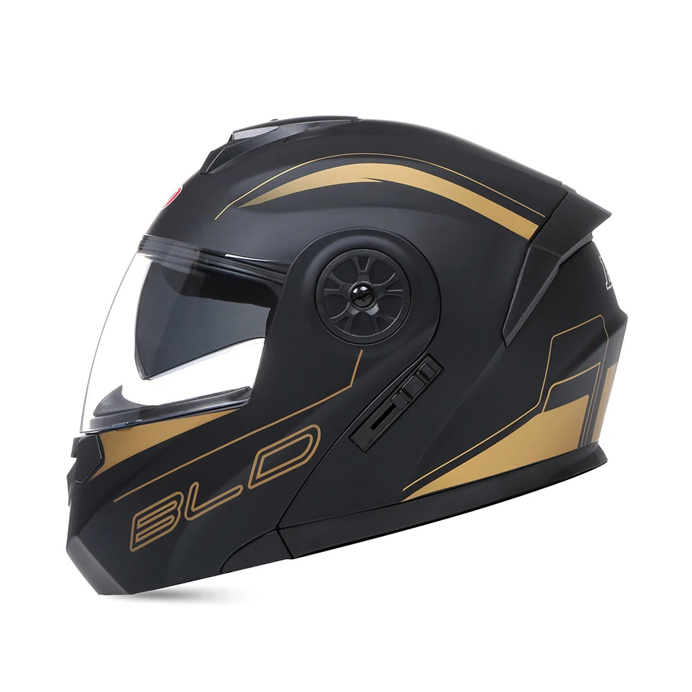 BLD Personalized Full Face Motorcycle Helmet – Dual Lens Modular Flip-Up Casco Moto for Men & Women