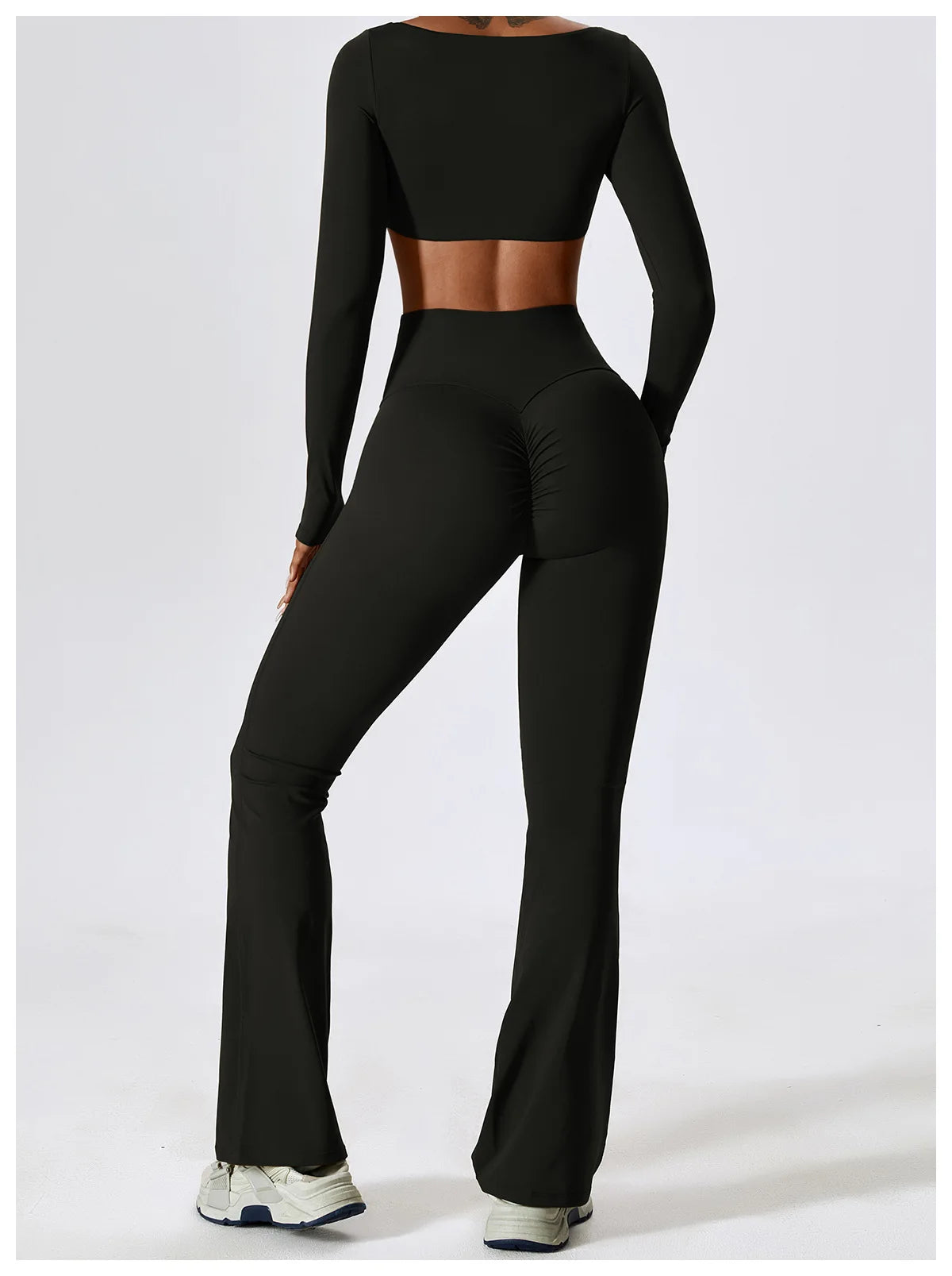 2PCS Seamless Women’s Yoga Set – Long Sleeve Crop Top & Leggings Workout Outfit, Athletic Gym Sportswear