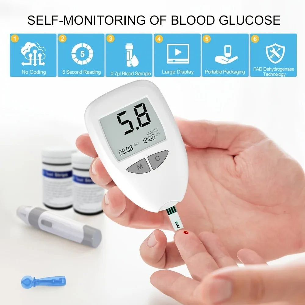 VivaChek Blood Glucose Monitor Kit - Digital Diabetes Tester with 50 or 100 Test Strips and Lancets