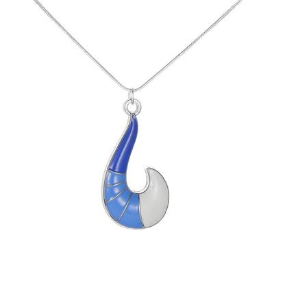 Blue Geometric Fox Tail Pendant Necklace - Unisex Anime-Inspired Fashion Jewelry and Trendy Gift Accessory