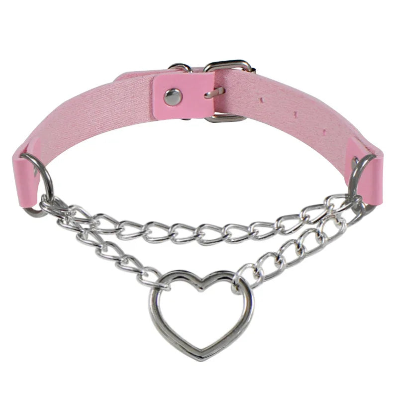 PU Leather Gothic Choker Collar Necklace - Punk Rivet Spike Bell Ring Cosplay Jewelry for Parties and Costumes