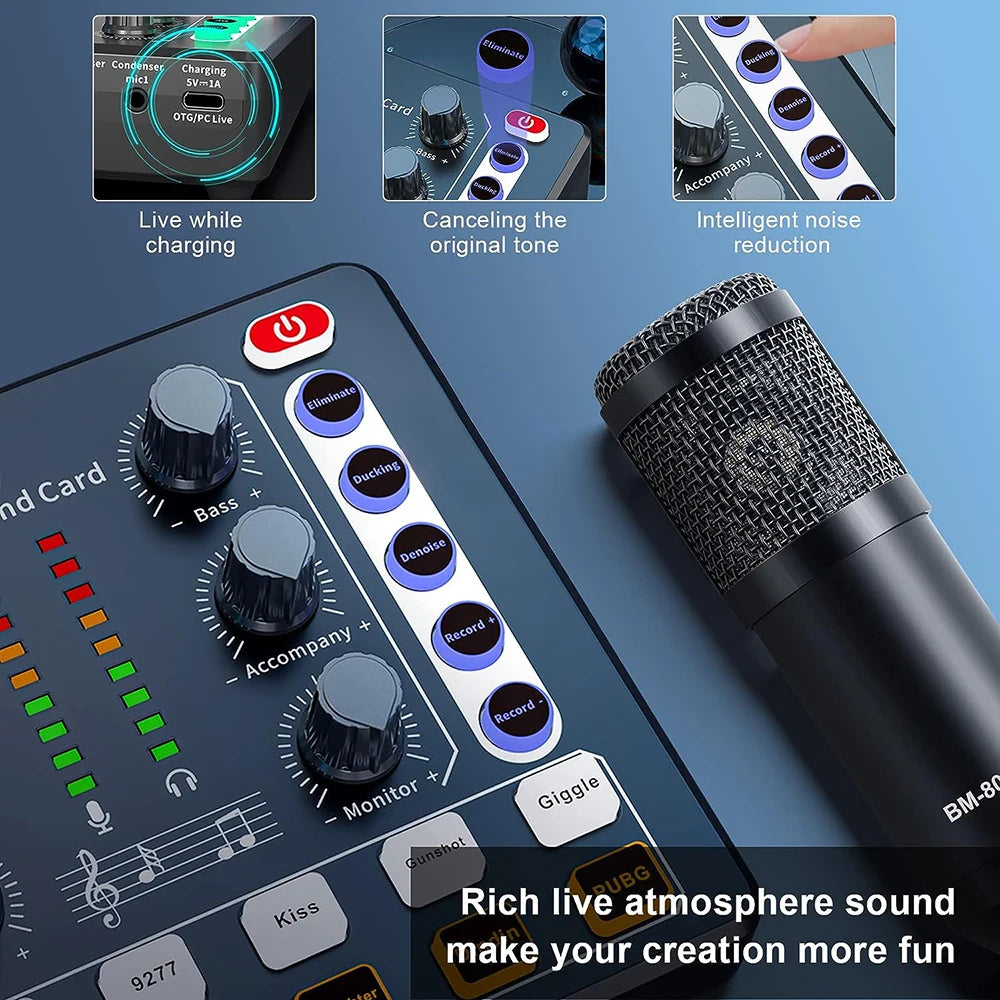 Audio Interface DJ Mixer Sound Card with Effects & Voice Changer for Streaming, Podcasting & Gaming   2/2