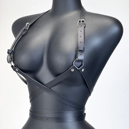 Women's PU Leather Waist Belt - Punk Gothic Chest Harness Harajuku Suspenders