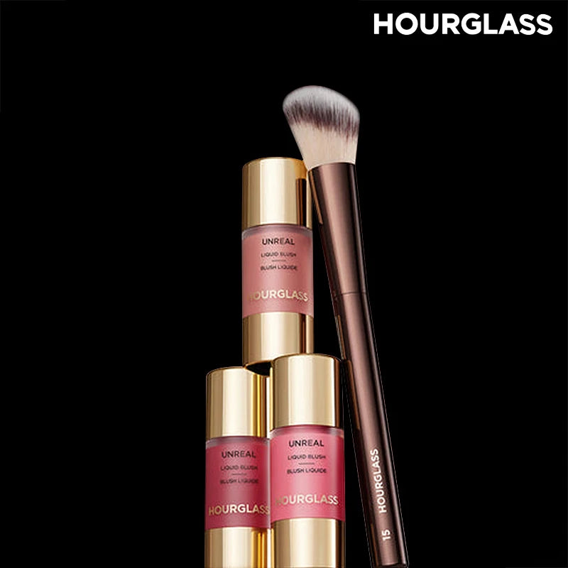 HOURGLASS No. 15 Liquid Blush & Angled Contour Brush – Professional Loose Powder Beauty Tool